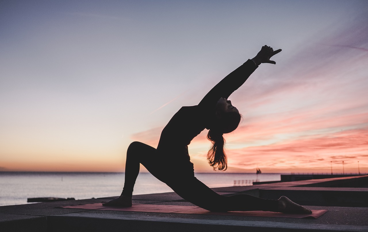 yoga, outdoors, sunrise