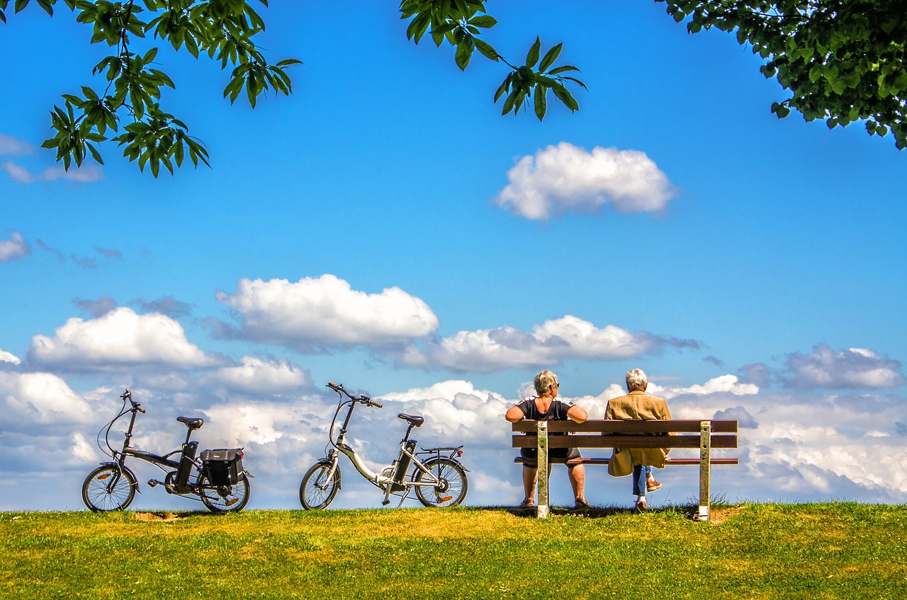 man, woman, bicycle